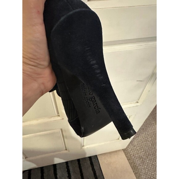 Pedro Garcia Lady Stack Rizzo Blue Nylon Suede Lace Up Italian Ankle Boots US 7 - Picture 11 of 12